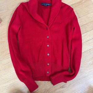Ralph Lauren Red Cardigan Sweater V-Neck Knit